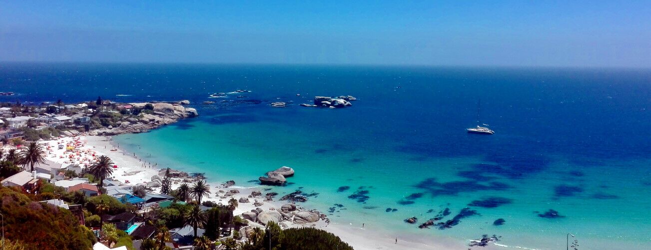 View of Camps Bay beach with turquoise water